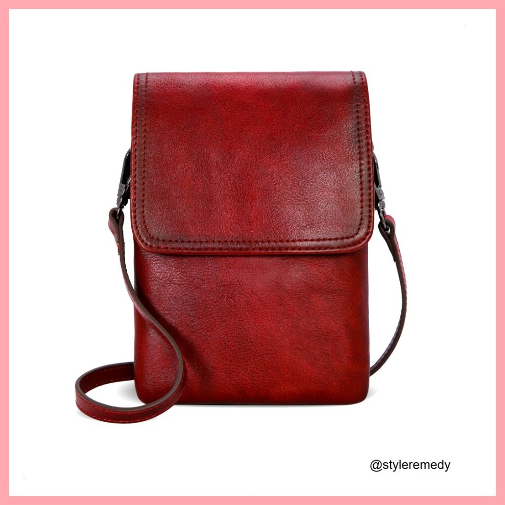 Leather Crossbody Bag RFID Blocking Anti-Theft Cell Phone Purse